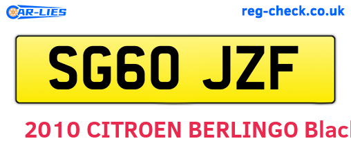 SG60JZF are the vehicle registration plates.