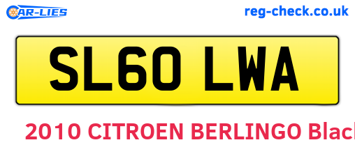SL60LWA are the vehicle registration plates.