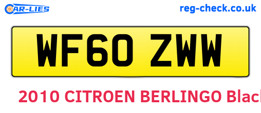 WF60ZWW are the vehicle registration plates.