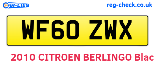 WF60ZWX are the vehicle registration plates.