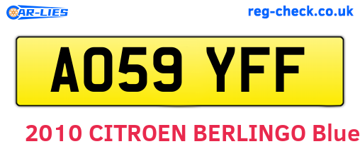 AO59YFF are the vehicle registration plates.