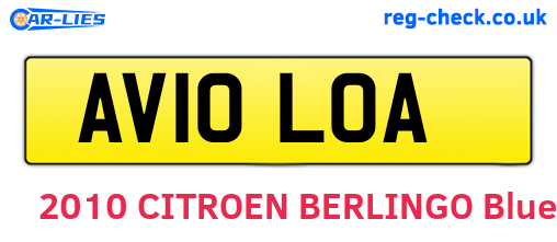 AV10LOA are the vehicle registration plates.