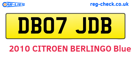 DB07JDB are the vehicle registration plates.
