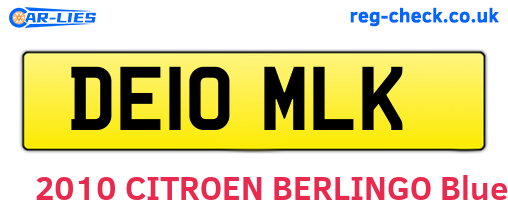 DE10MLK are the vehicle registration plates.