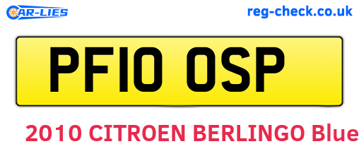 PF10OSP are the vehicle registration plates.