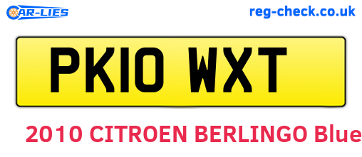 PK10WXT are the vehicle registration plates.