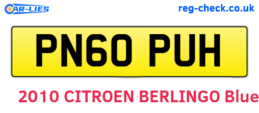 PN60PUH are the vehicle registration plates.