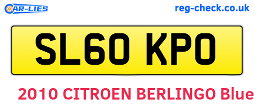 SL60KPO are the vehicle registration plates.