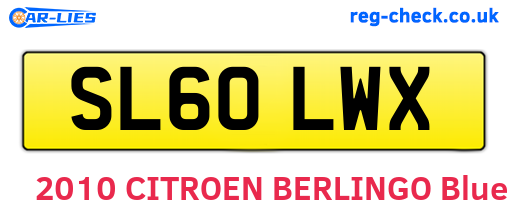 SL60LWX are the vehicle registration plates.