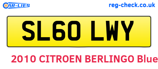 SL60LWY are the vehicle registration plates.
