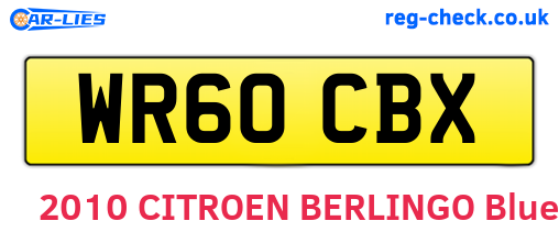 WR60CBX are the vehicle registration plates.