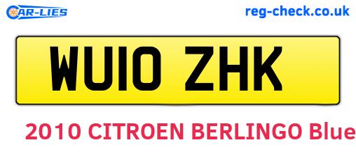 WU10ZHK are the vehicle registration plates.