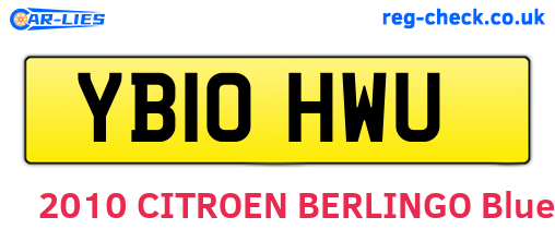 YB10HWU are the vehicle registration plates.