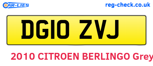 DG10ZVJ are the vehicle registration plates.