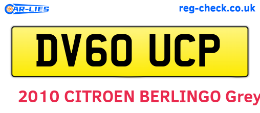 DV60UCP are the vehicle registration plates.