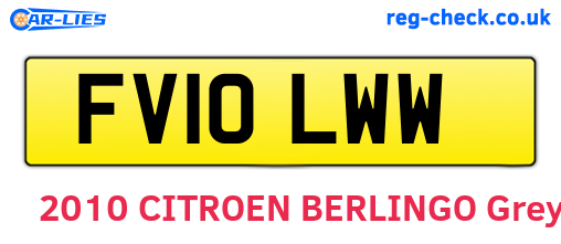 FV10LWW are the vehicle registration plates.