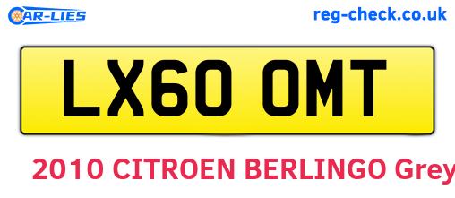 LX60OMT are the vehicle registration plates.