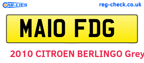 MA10FDG are the vehicle registration plates.