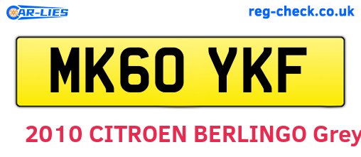 MK60YKF are the vehicle registration plates.