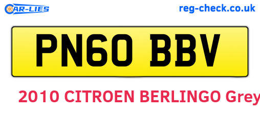 PN60BBV are the vehicle registration plates.