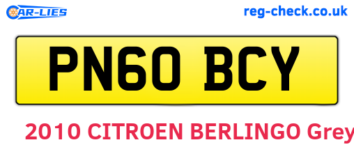 PN60BCY are the vehicle registration plates.