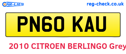 PN60KAU are the vehicle registration plates.