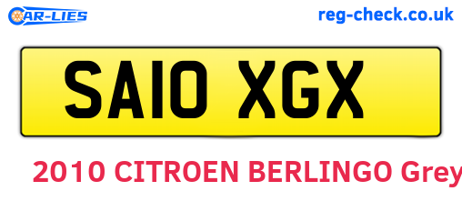 SA10XGX are the vehicle registration plates.