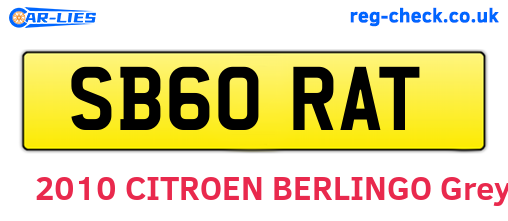 SB60RAT are the vehicle registration plates.
