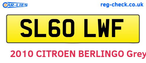SL60LWF are the vehicle registration plates.