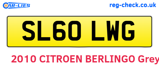 SL60LWG are the vehicle registration plates.