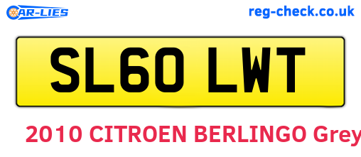 SL60LWT are the vehicle registration plates.