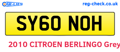 SY60NOH are the vehicle registration plates.