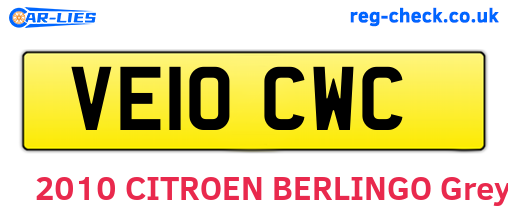 VE10CWC are the vehicle registration plates.