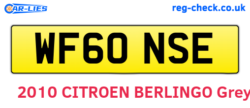 WF60NSE are the vehicle registration plates.