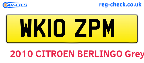 WK10ZPM are the vehicle registration plates.