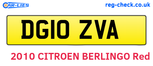 DG10ZVA are the vehicle registration plates.