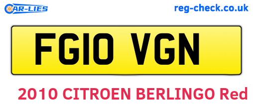 FG10VGN are the vehicle registration plates.