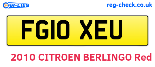 FG10XEU are the vehicle registration plates.