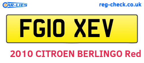 FG10XEV are the vehicle registration plates.