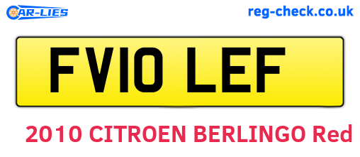FV10LEF are the vehicle registration plates.