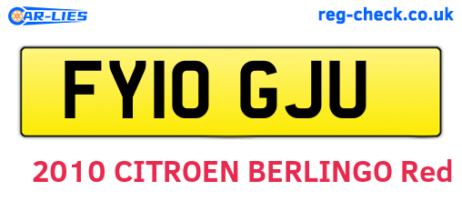 FY10GJU are the vehicle registration plates.