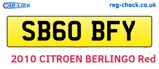 SB60BFY are the vehicle registration plates.