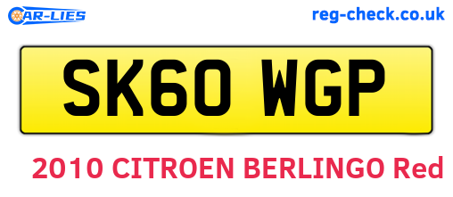 SK60WGP are the vehicle registration plates.