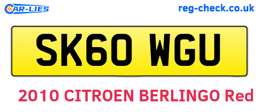 SK60WGU are the vehicle registration plates.