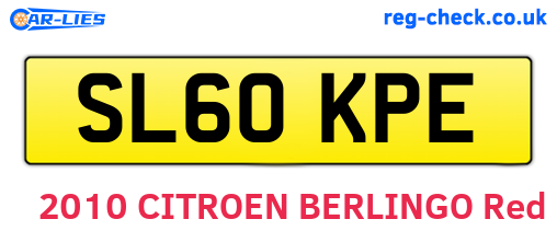 SL60KPE are the vehicle registration plates.
