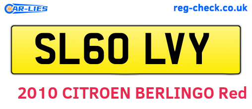 SL60LVY are the vehicle registration plates.