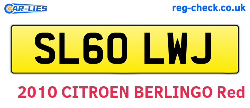 SL60LWJ are the vehicle registration plates.