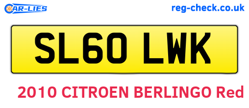 SL60LWK are the vehicle registration plates.