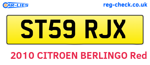 ST59RJX are the vehicle registration plates.