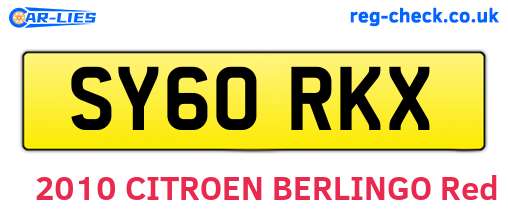 SY60RKX are the vehicle registration plates.